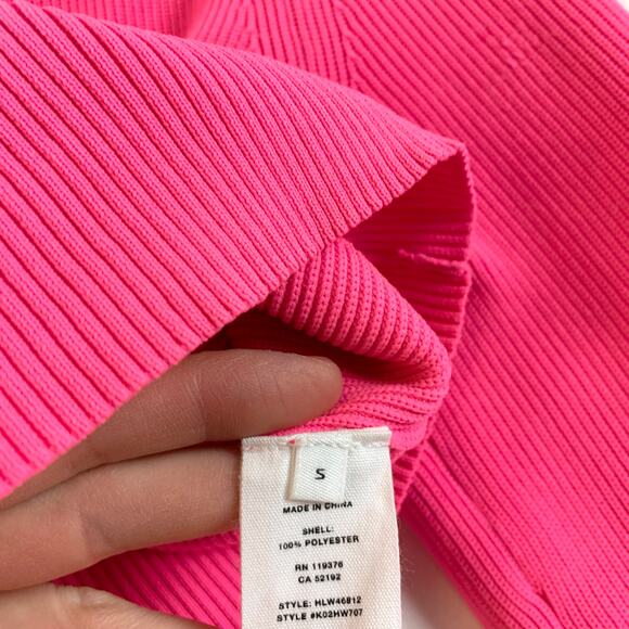 Helmut Lang Essential Crop Button Front Cardigan Sweater Neon Pink-S - Picture 10 of 10